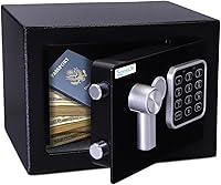 SereneLife Steel Digital Safe Box 9.1x6.7x6.7 - Secure Cash, Firearms, Jewelry Storage for Home, Hotels, Cabinets - Electronic + Key Access