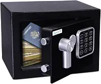 SereneLife Cofre digital SAFEPremium Steel – 23 cm x 17 cm x 17 cm | Armazenamento seguro para dinheiro, armas de fogo e joias | Ótimo para hotéis, armários e uso doméstico | Acesso eletrônico e