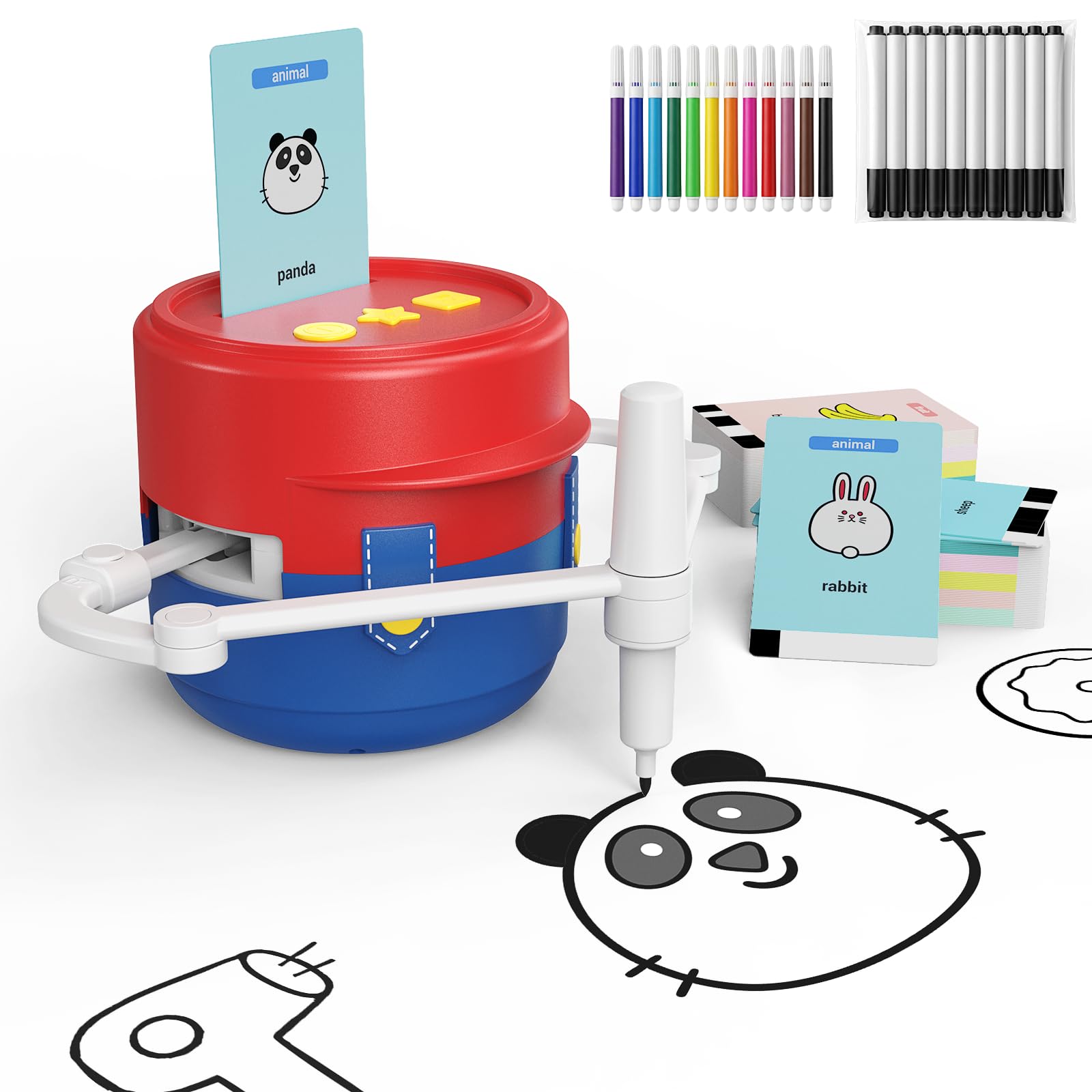 Robot à dessin pour enfants, machine à dessin et machine à colorier pour apprendre le dessin créatif, jouet éducatif à partir de 3 ans, cadeau pour filles et garçons