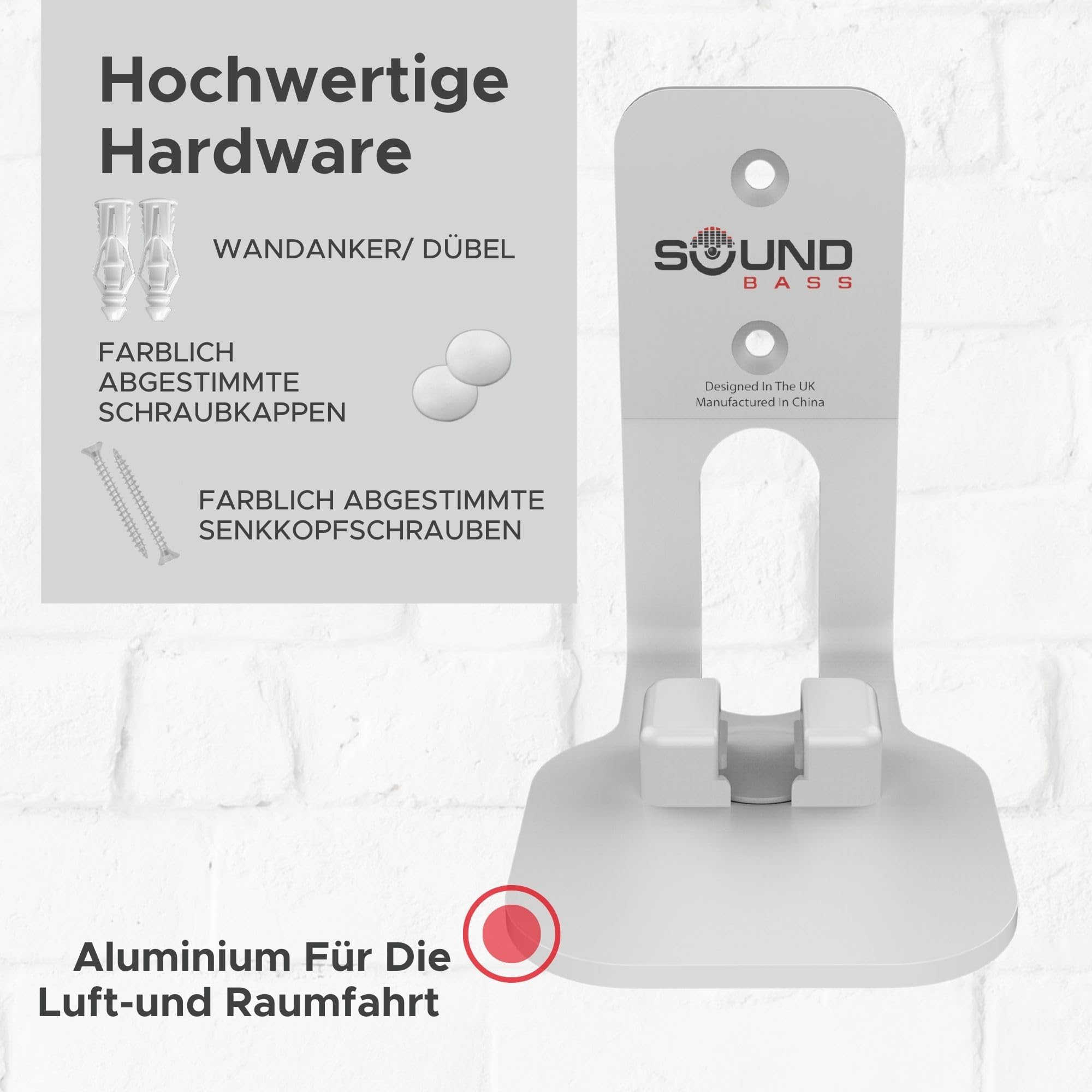 ONE, ONE Gen 2, ONE SL & Play:1 Wandhalterung, Doppelpack, weiß, kompatibel mit Sonos ONE, ONE Gen 2, ONE SL & PLAY1 Lautsprecher