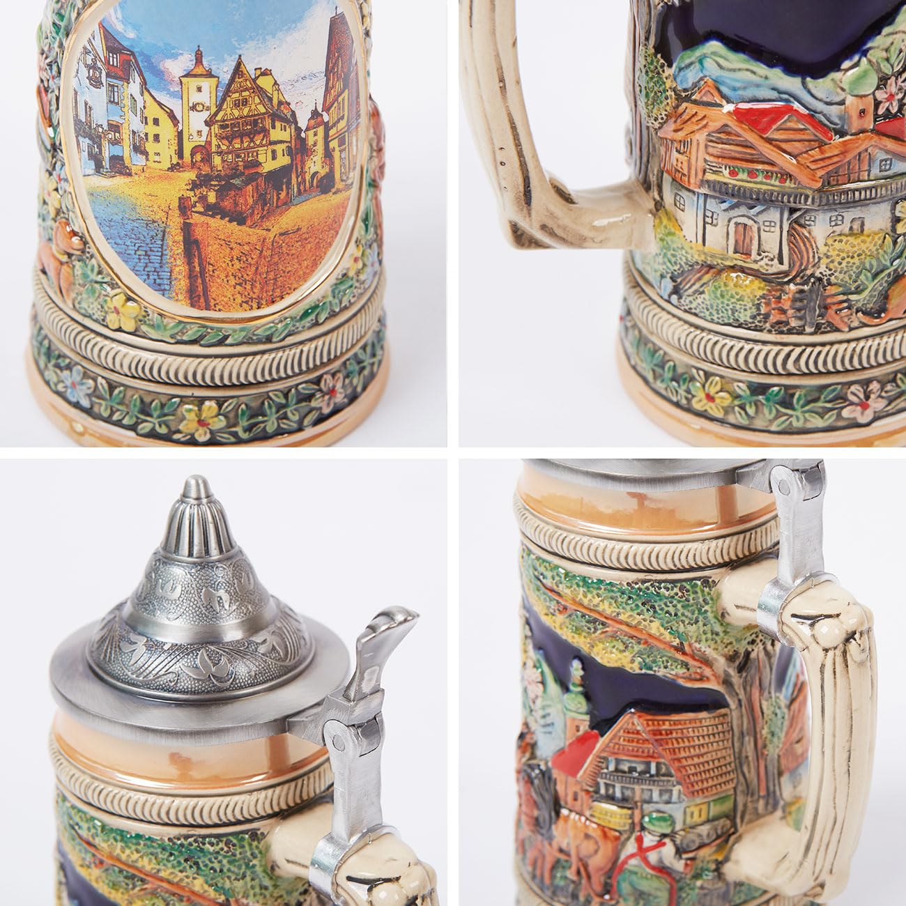 Bierkrug Mit Deckel Deutscher Bierseidel Steinkrug Oktoberfest Trinkbecher Bayern Geschenk Für Männer Vater Bierliebhaber Keramik 600ml