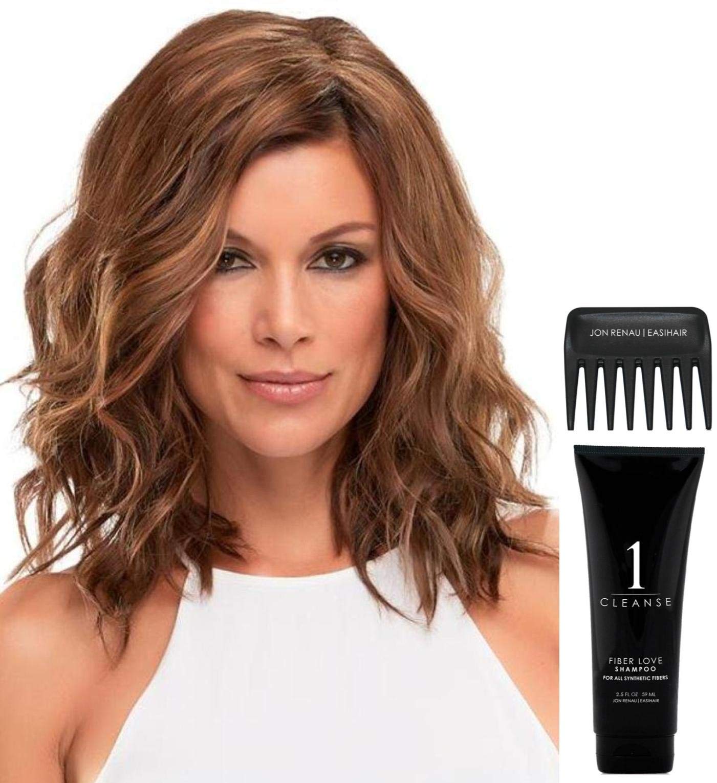 Bundle - 4 Items: Top Wave 12" Hairpiece Wig Q & A Booklet, 2oz Travel Size Wig Shampoo & Wide Tooth Comb - Color: 24BT18S8