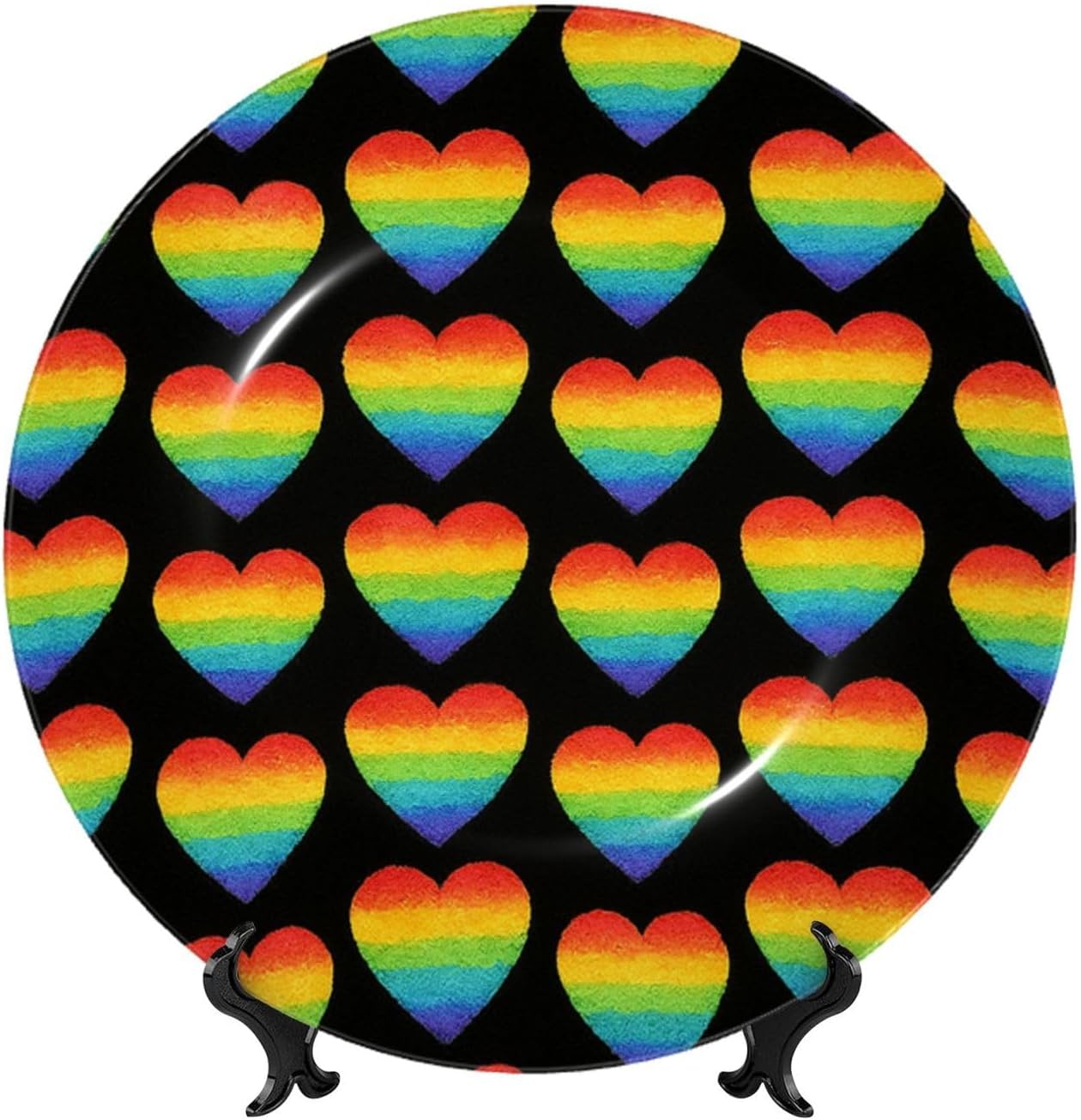 Lgbt Pride Love Heart 10 Inch Decorative Plate With Stand, Elegant Display Wall Plate For Home Decor