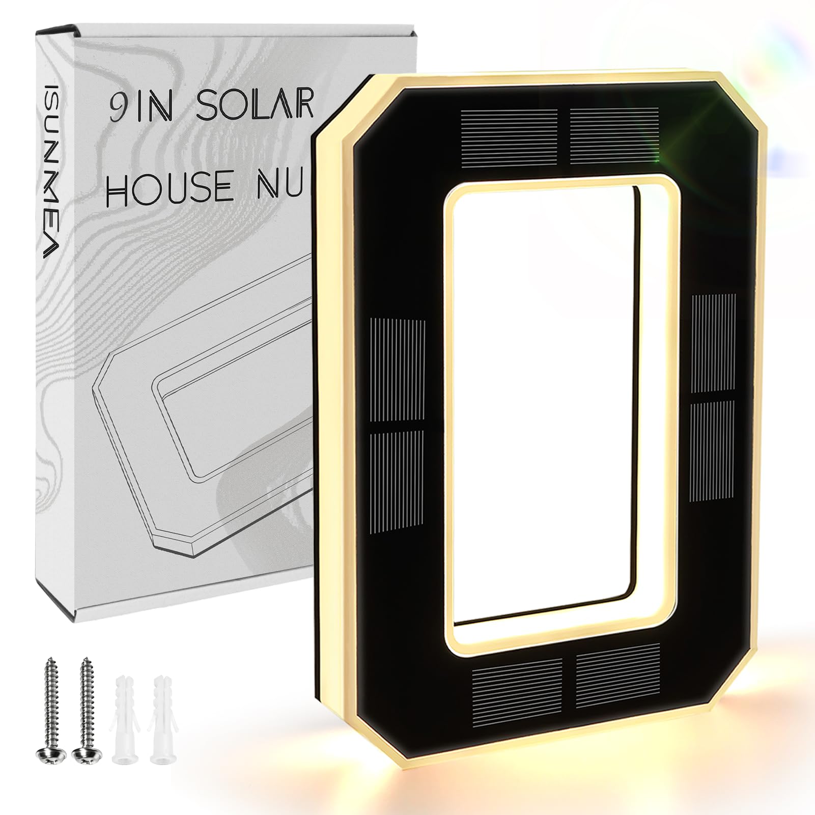 Photo 1 of (0, O ) signISUNMEA 9 Inch Solar Lighted House Numbers for Outside, Light Up Waterproof LED Address Numbers Signs for Houses, Large Personalized Illuminated Exterior Modern House Numbers Light (0-Black, 9IN)