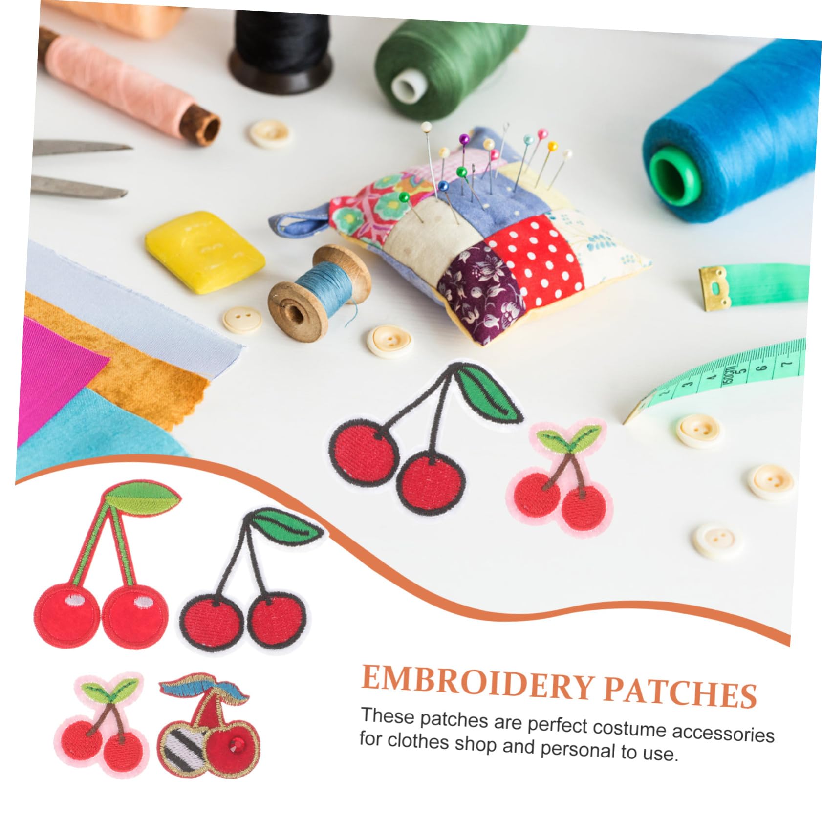Angoily 5 Sätze Kirsche Aufnäher Zum Aufbügeln Bunte Stoffpatches Für Kleidung Diy Applikationen Für Bastelprojekte Und Designs 20 Stück * 5