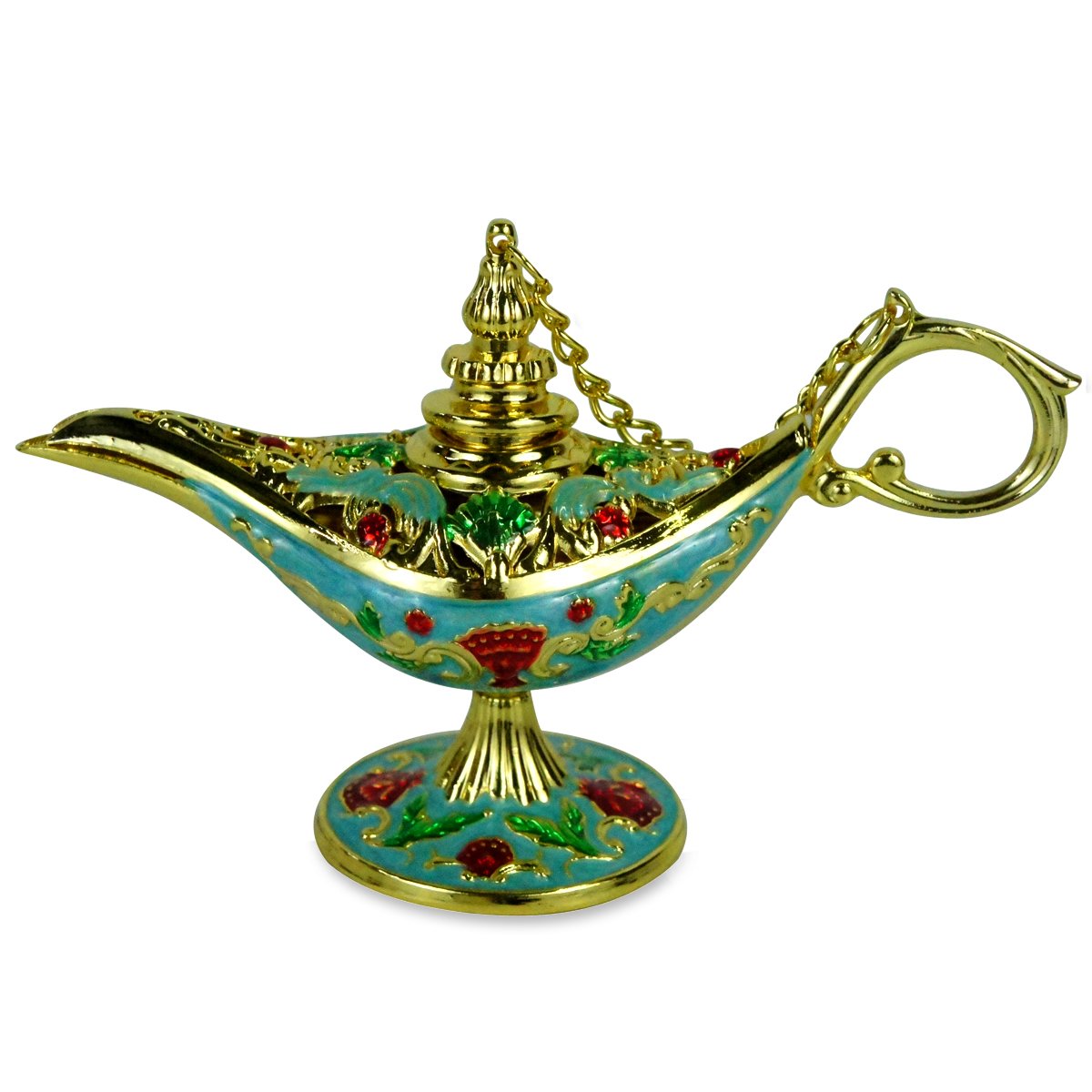 Buy Ornate Aladdin Magic Genie Lamp Oil Lamp Incense Burner Aladdin Light Blue Online at