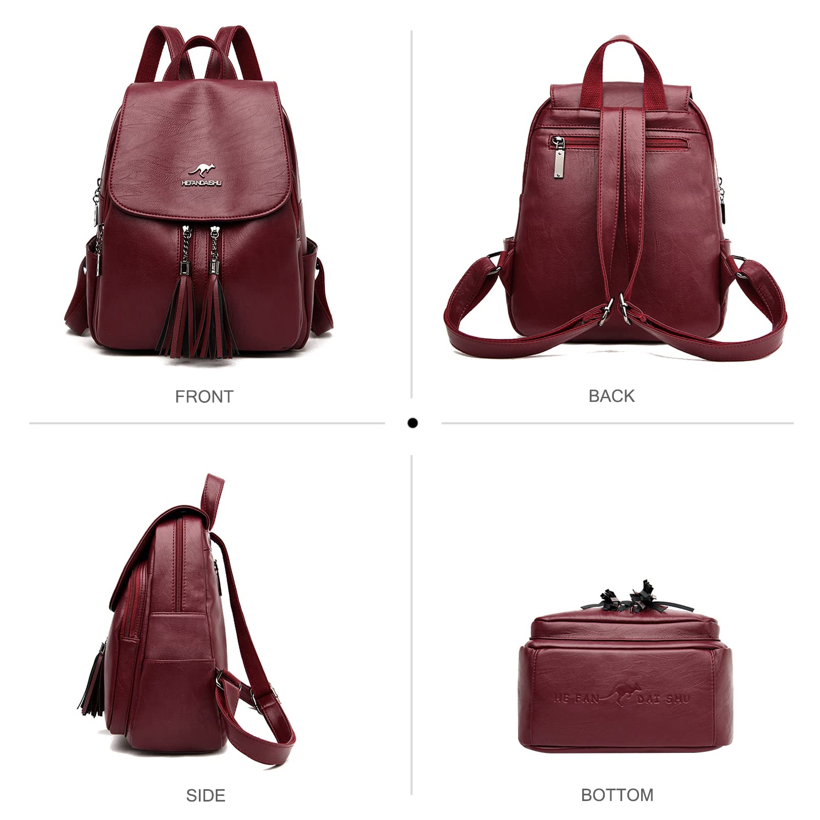 Nicole & Doris Mochila Elegante de Cuero Antirrobo - Bolsa de Viaje Universitaria Casual con Solapa