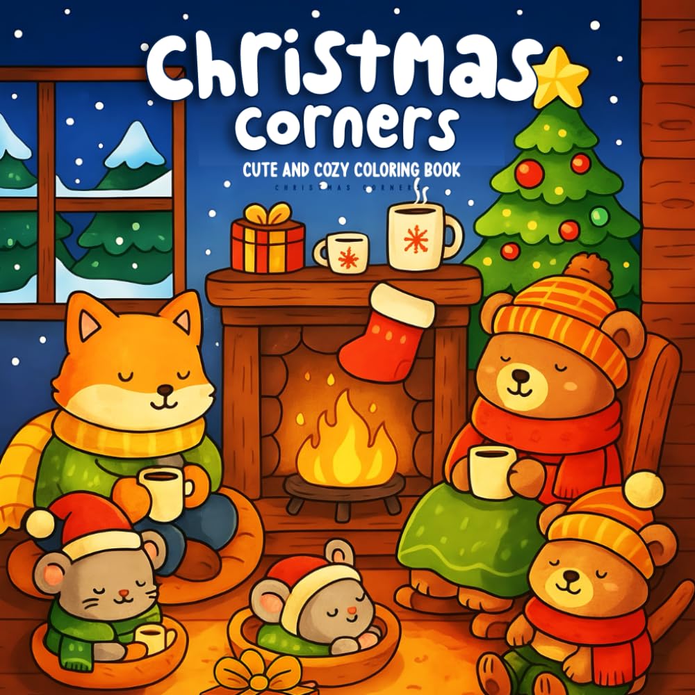 Christmas Corners: Cute and Cozy Coloring Book Featuring Simple Festive Girl Moments
