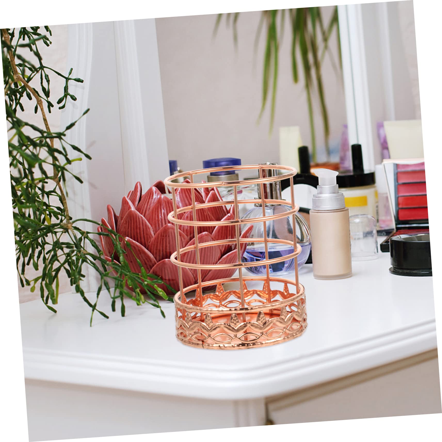 Gadpiparty 4 Pezzi portapenne in oro rosa Cartoleria multifunzionale Titolare organizer da scrivania e archiviazione organizer da tavolo per scrivania ferro battuto Rose Gold