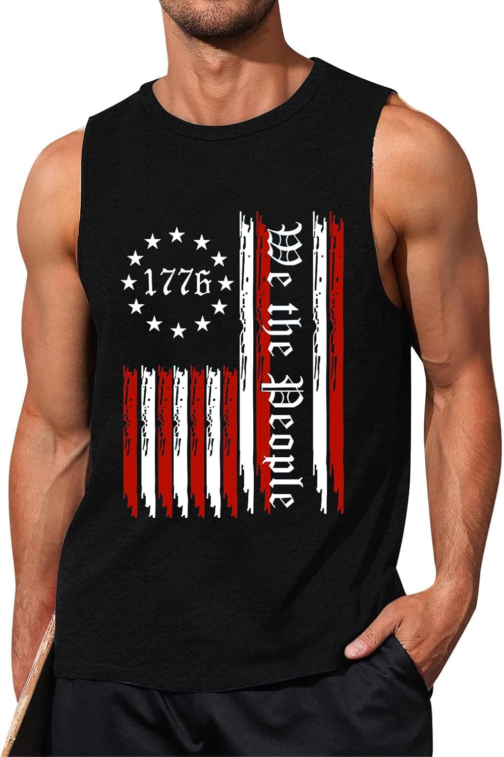 Mens American Flag Tank Top Sleeveless 4th of July Independence Day Tops
