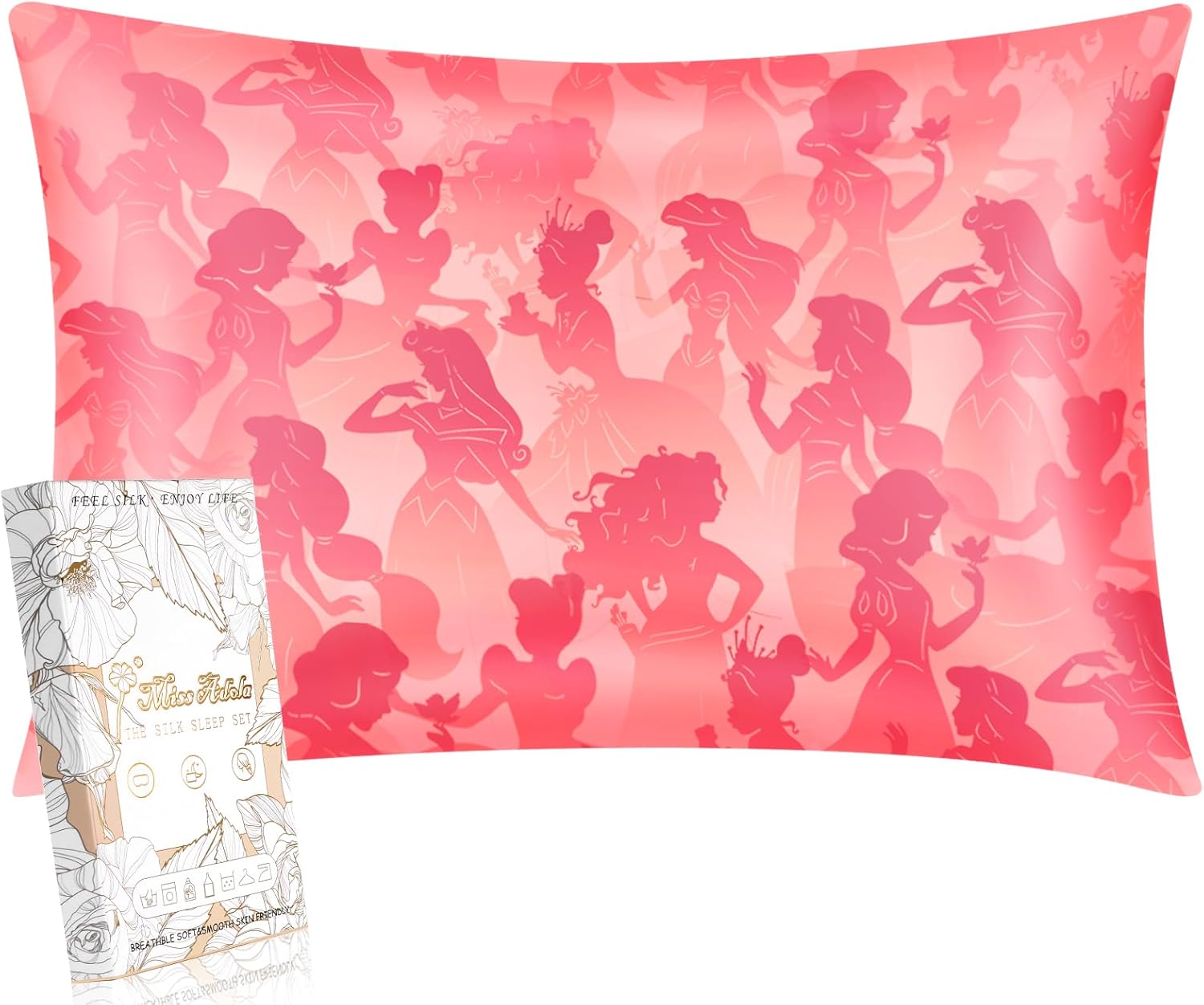 Miss Adola 1 Pack Kids Pillowcase - 30"x20" Queen Mulberry Silk Pillow Case for Hair and Skin 19 Momme Cute Cartoon Kawaii Fun Pillowcase for Teens Boys Girls, Princess Shadow