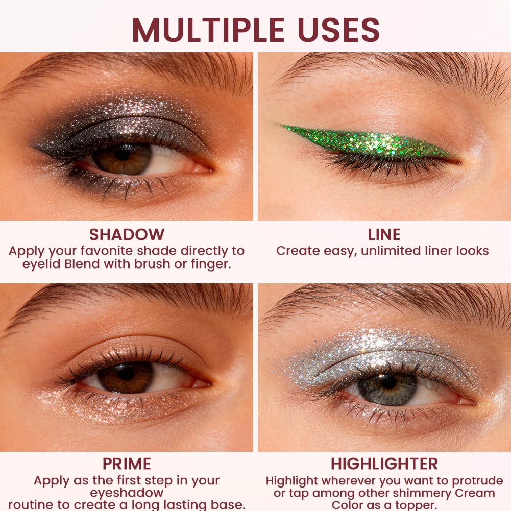 Sombra de Ojos liquida, Sombra de Ojos Liquida Negra, Eyeshadow Perlada Brillante, Somb-ra de Ojo-s Líqui-da Pigmentada Maquillaje, Resistente Agua, para Todos Los Tonos Piel, Negra — view 5