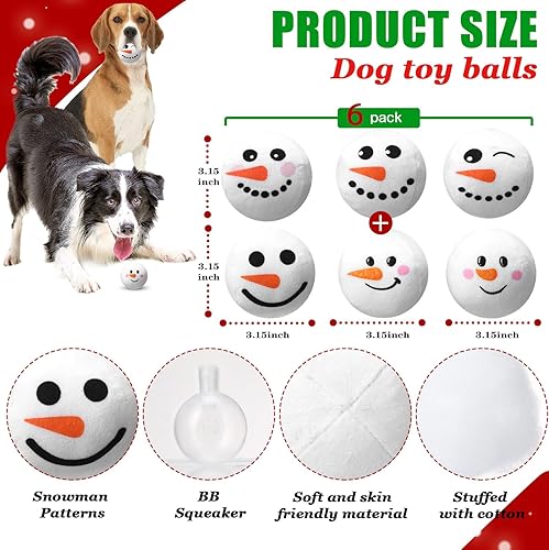 Miniatura 3 de 24 juguetes de Navidad para perros de 3.15 pulgadas de peluche de Navidad, pelotas de tenis de Navidad para perros pequeños, medianos y grandes,