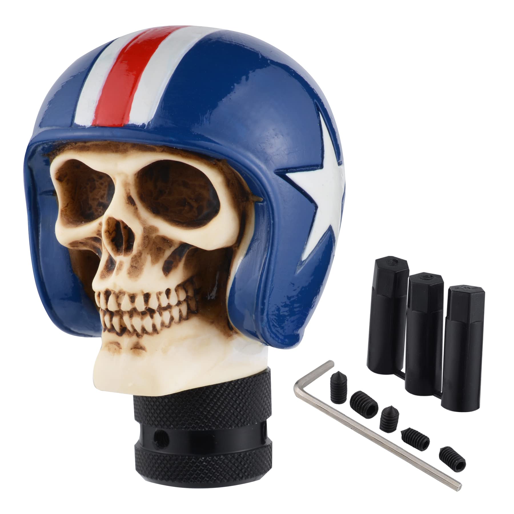 Padaodao Skull Shift Grip Knob Resin Car Gear Stick Shifter Lever Handle Auto Accessories fit Most Manual Automatic Vehicles, Blue