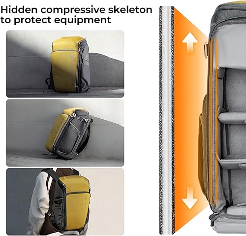 Miniatura 5 de K&F CONCEPT Mochilas profesionales para cámaras de 25L de gran capacidad para fotógrafos, impermeables, mochila para cámara de fotografía para