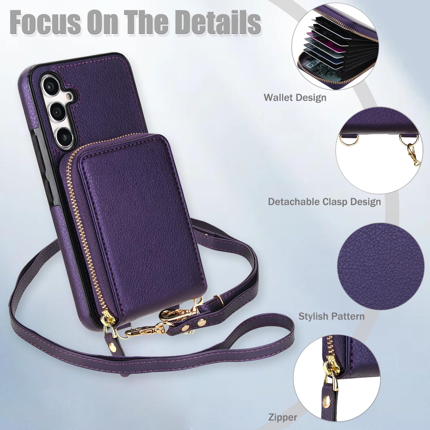Asuwish Custodia per telefono per Samsung Galaxy A17/A26 5G 2 in 1 Custodia magnetica a portafoglio con pellicola protettiva per lo schermo, tracolla con blocco RFID, porta carte di credito A 17 26