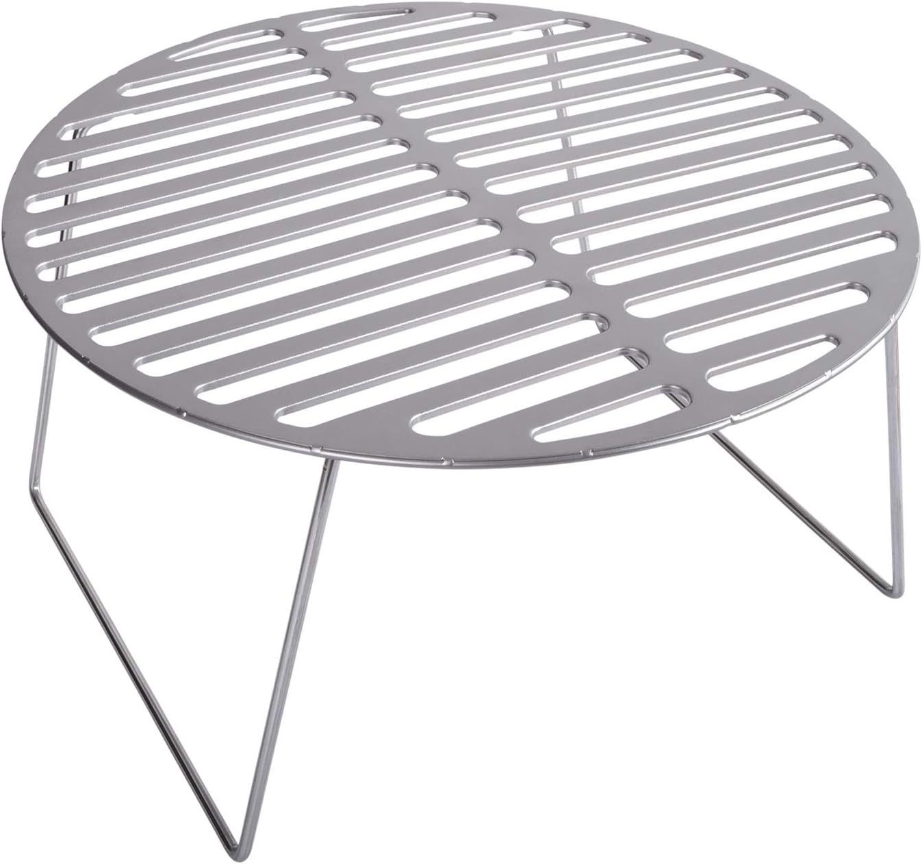 iBasingo Titanium BBQ Grill Net Lightweight Round Camping Table Outdoor Barbecue Plate Rack Durable Charcoal Cooking Gridiron with Folding Leg Kitchen Picnic Beach Ti2025C