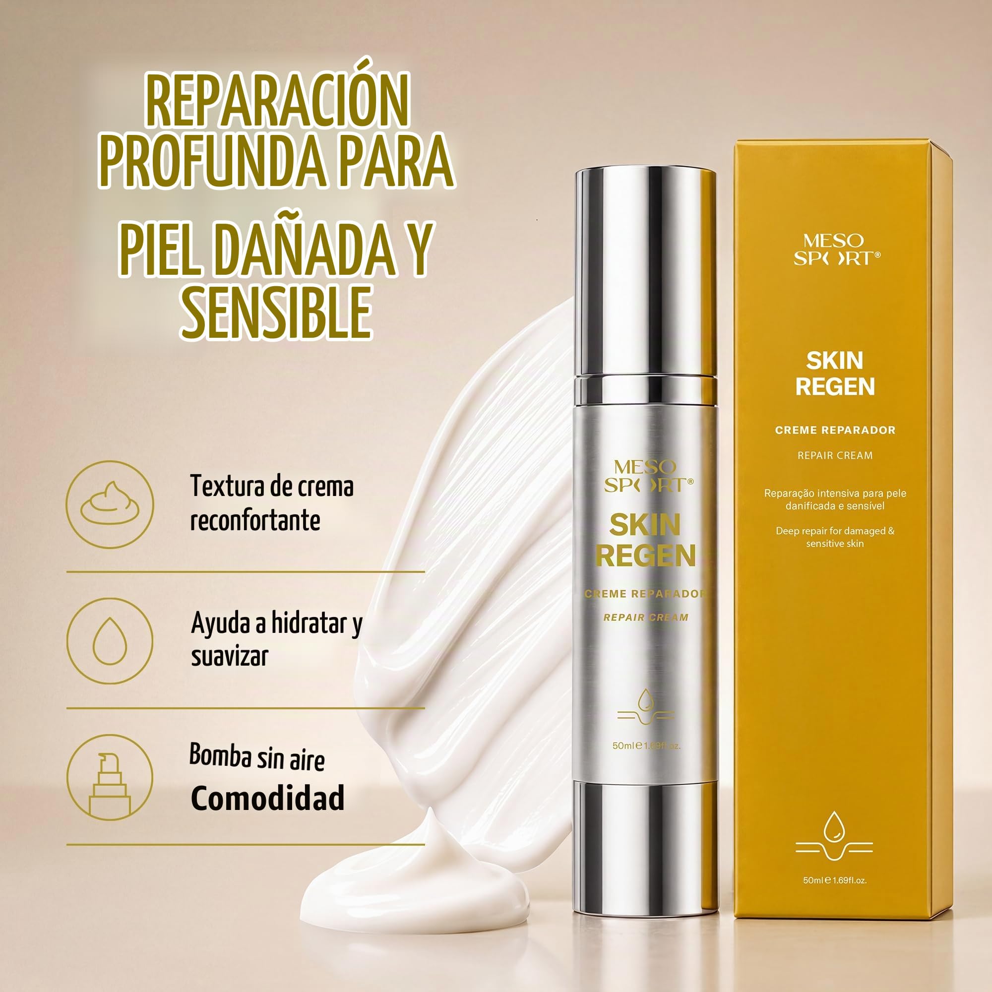Skin Regen Crema Reparadora con Niacinamida y Centella Asiática para Piel bajo Esfuerzo, 50ml