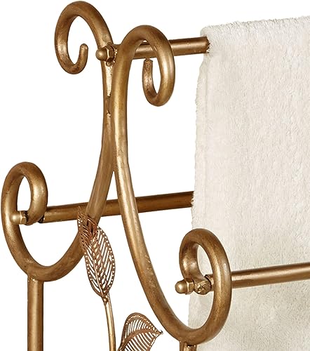 Miniatura 4 de Touch of Class Eden - Toallero de metal, acabado de bronce champán, soporte independiente para baño, piscina, almacenamiento de tres barras para