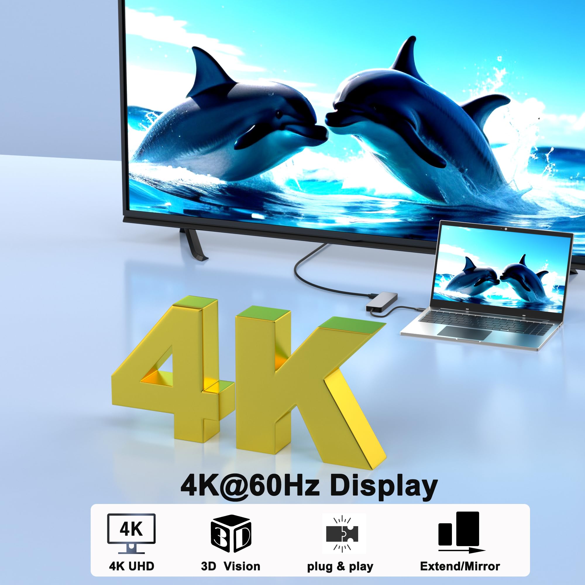 Stacja dokująca USB C z obudową M.2 NVMe SSD 10 Gb/s, koncentrator USB-C 9 w 1, gniazdo SSD typu C z HDMI 4K przy 60 Hz, USB 3.2 Gen2, PD100W, czytnik kart SD/TF, stacja dokująca do laptopa Dell / HP
