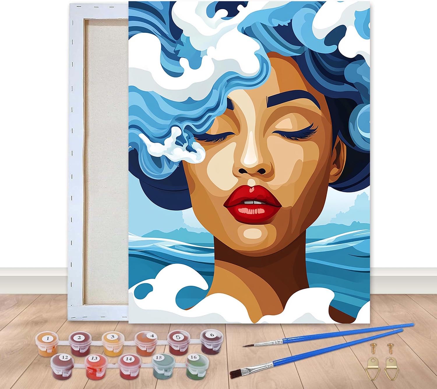 Bimkole Framed Paint by Numbers Kit for Adults Woman, DIY Oil Painting on Canvas with Frame, Sprays Paint by Numbers Set for Home Wall Decor 8x12 Inch/20x30 cm