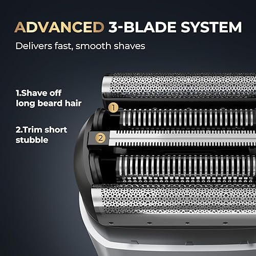 Miniatura 2 de Afeitadoras eléctricas de papel de aluminio para maquinilla de afeitar eléctrica de cara masculina  IPX7 resistente al agua con pantalla LED y carga