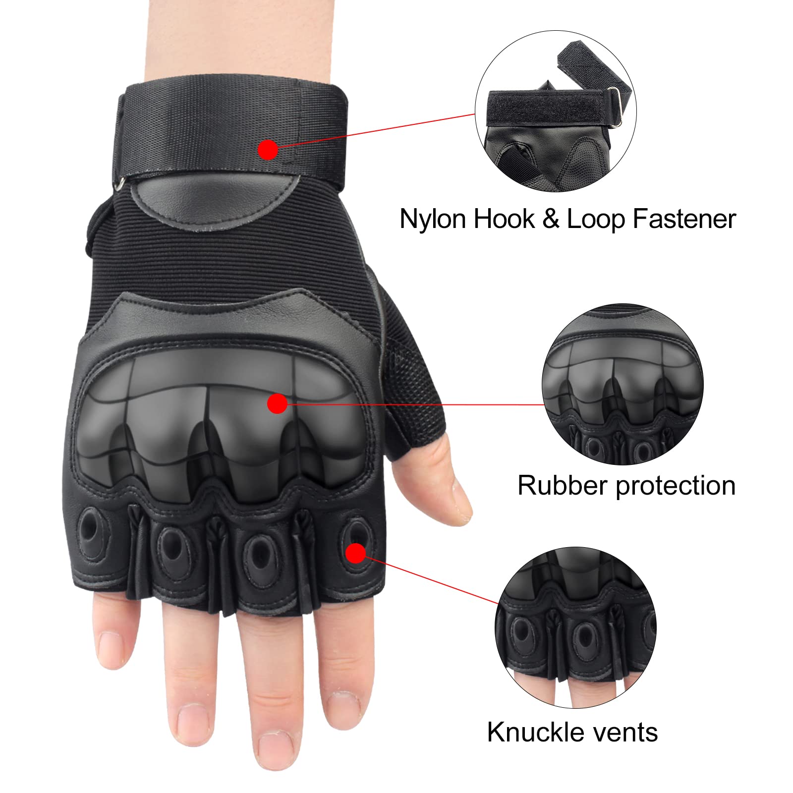 YOTAWA Motorcycle Gloves for Men Hard Knuckle Tactical Leather Glove, for Cycling Climbing Camping Workout Sports