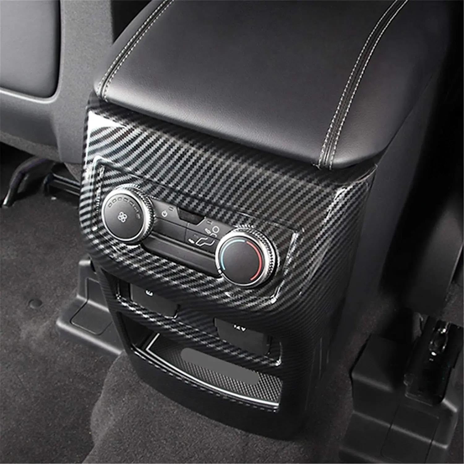 SYLTER Aria Condizionata Auto Bocchette per Ford per Explorer 2020 Bocchetta di Uscita dell'Aria Condizionata Posteriore Pomello Pannello USB Cornice Copertura Finitura Fibra Carbonio