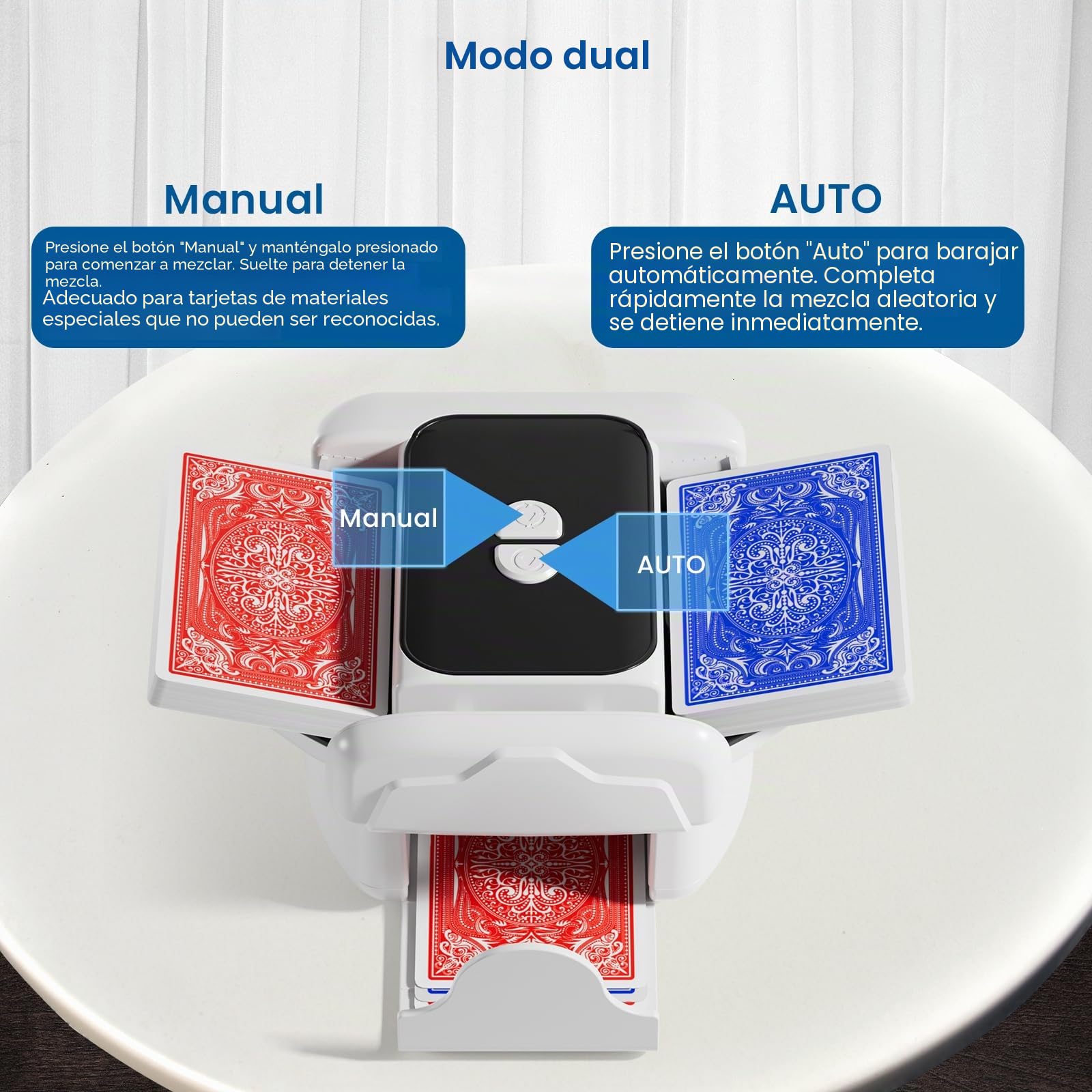 snookids Mezcladora de Tarjetas Eléctrica para 1 – 2 Barajas One– Press Auto & Manual Recargable 2000 mAh Bajo Ruido Póquer UNO Blackjack Skip-BO Phase 10 Texas Hold'em Regalo de Cumpleaños Fiesta