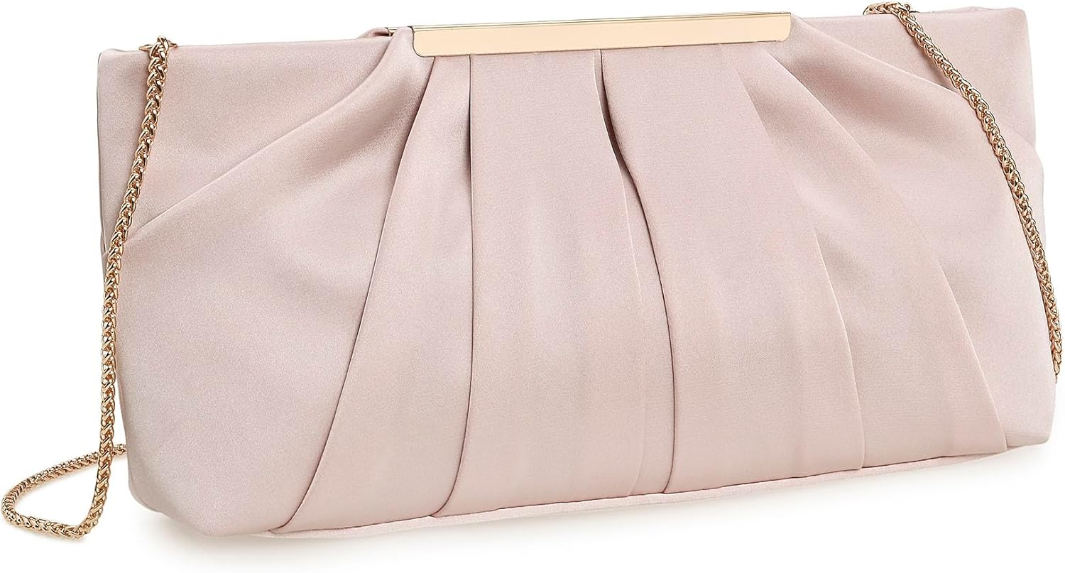 CHARMING TAILOR Clutch Evening Bag Elegant Pleated Satin Formal Handbag Simple Classy Purse for Women - Image 4