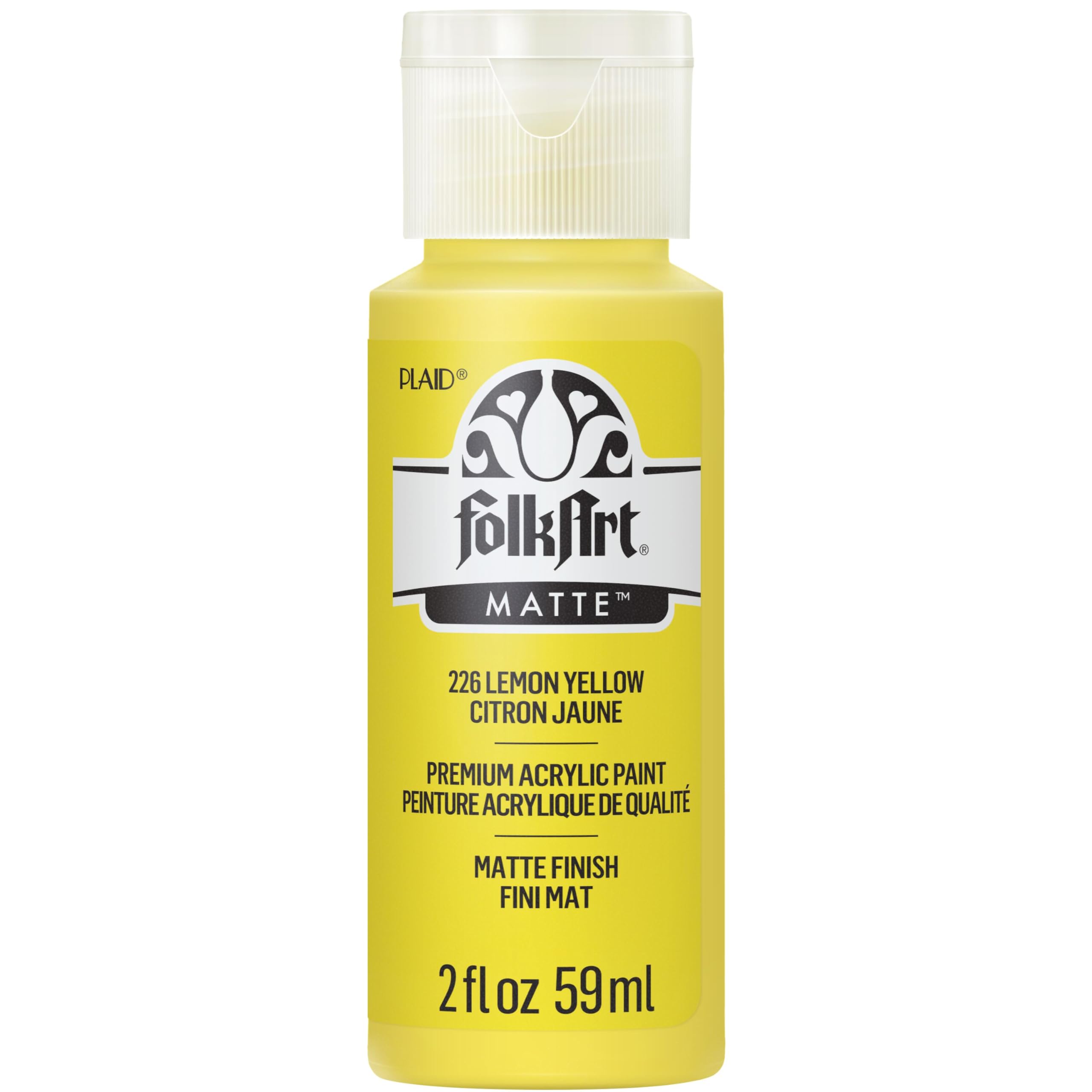 FolkArt Acrylic Paint in Assorted Colors (2 oz), 226, Yellow Lemon