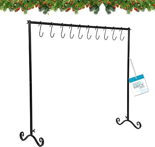 BIRDROCK HOME Soporte para calcetines de Navidad de 10 ganchos para el piso, estante independiente ligero  Metal de hierro  Percha de decoración