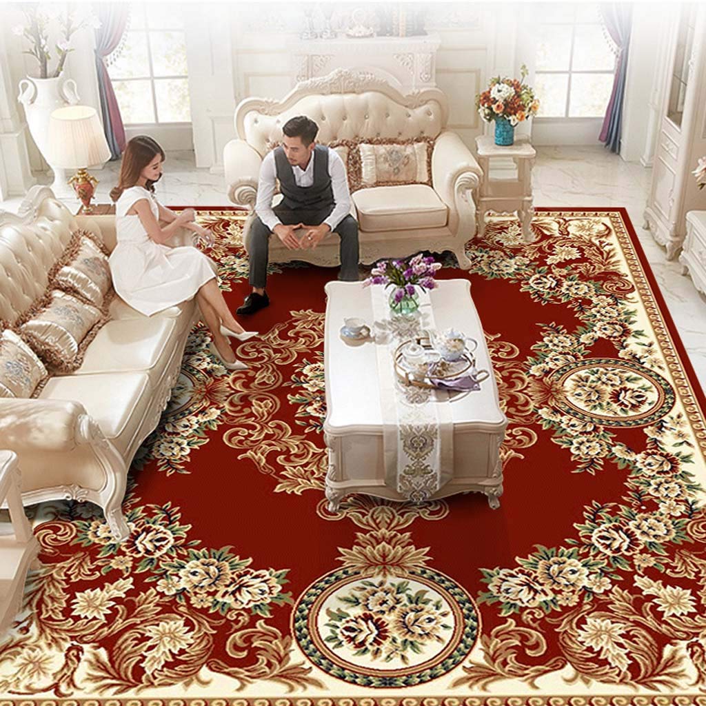 Tapis en polypropylène tissé fleur coupée salon canapé chambre 130x190cm