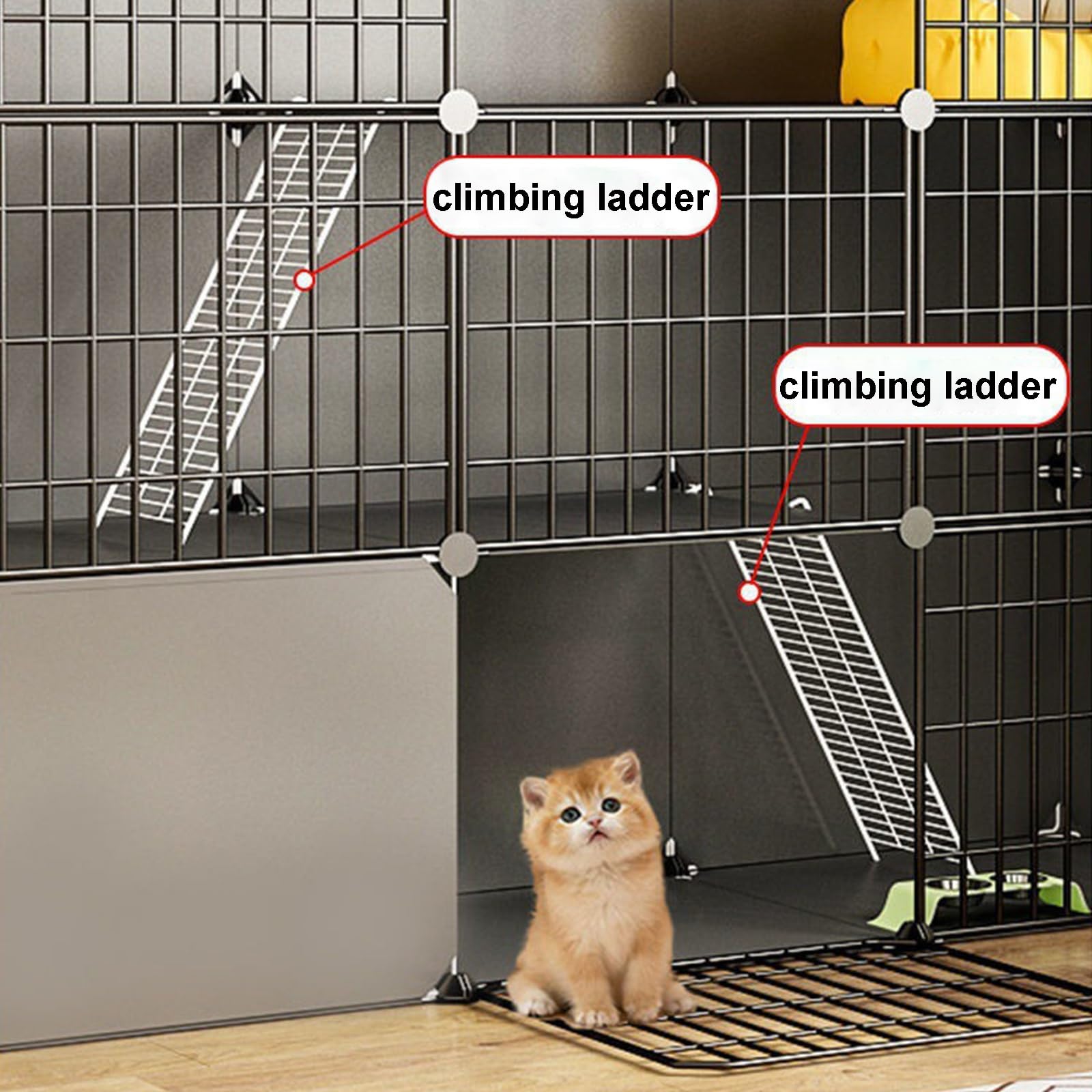 Gabbia per Gatti, Grandi Gabbie per Gatti da Interno Fai-da-Te - Recinto per Animali Domestici smontabile, condominio per Gatti con lettiera e Piattaforme, Cuccia in Metallo per Gatti da INT