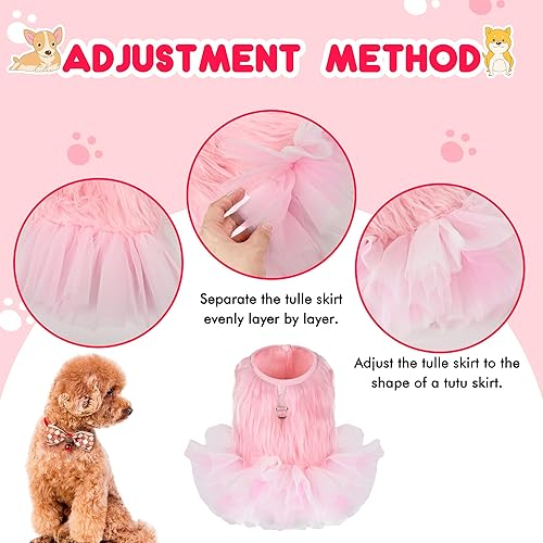 Miniatura 6 de Vestido para perro, lindo vestido tutú de lujo con arnés con correa, ropa para caminar para perros, faldas de invierno para perros pequeños, niñas,