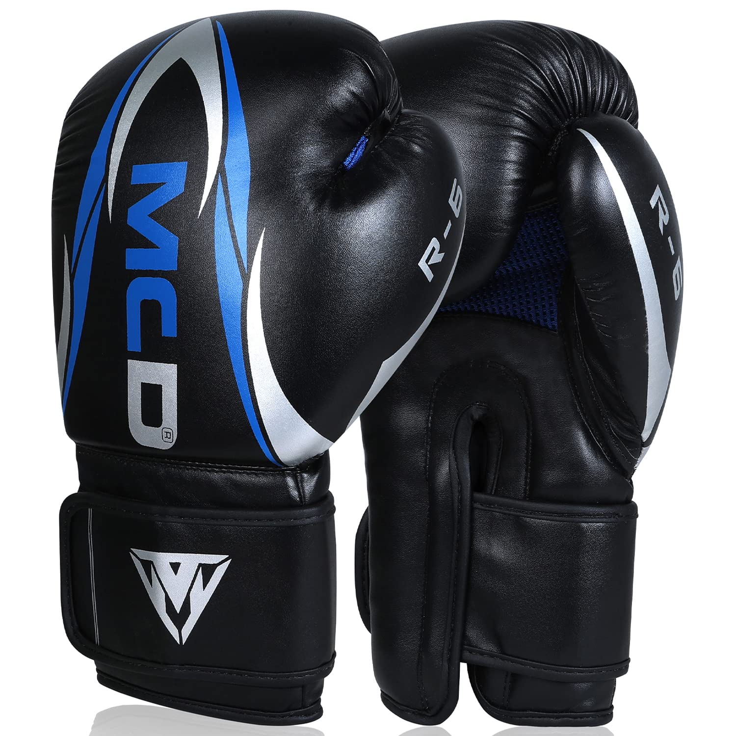 MCD Boxing Gloves Men and Women 10oz, 12oz 14oz, 16oz Boxing Training Muay Thai Gloves, Perfect Punch Bag Gloves Boxing Bag Gloves MMA Sparring Gloves (Black Blue, 10oz)