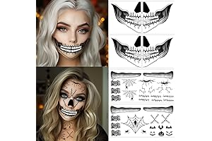 Skeleton Mouth Tattoo Halloween Spider Web Face Stickers