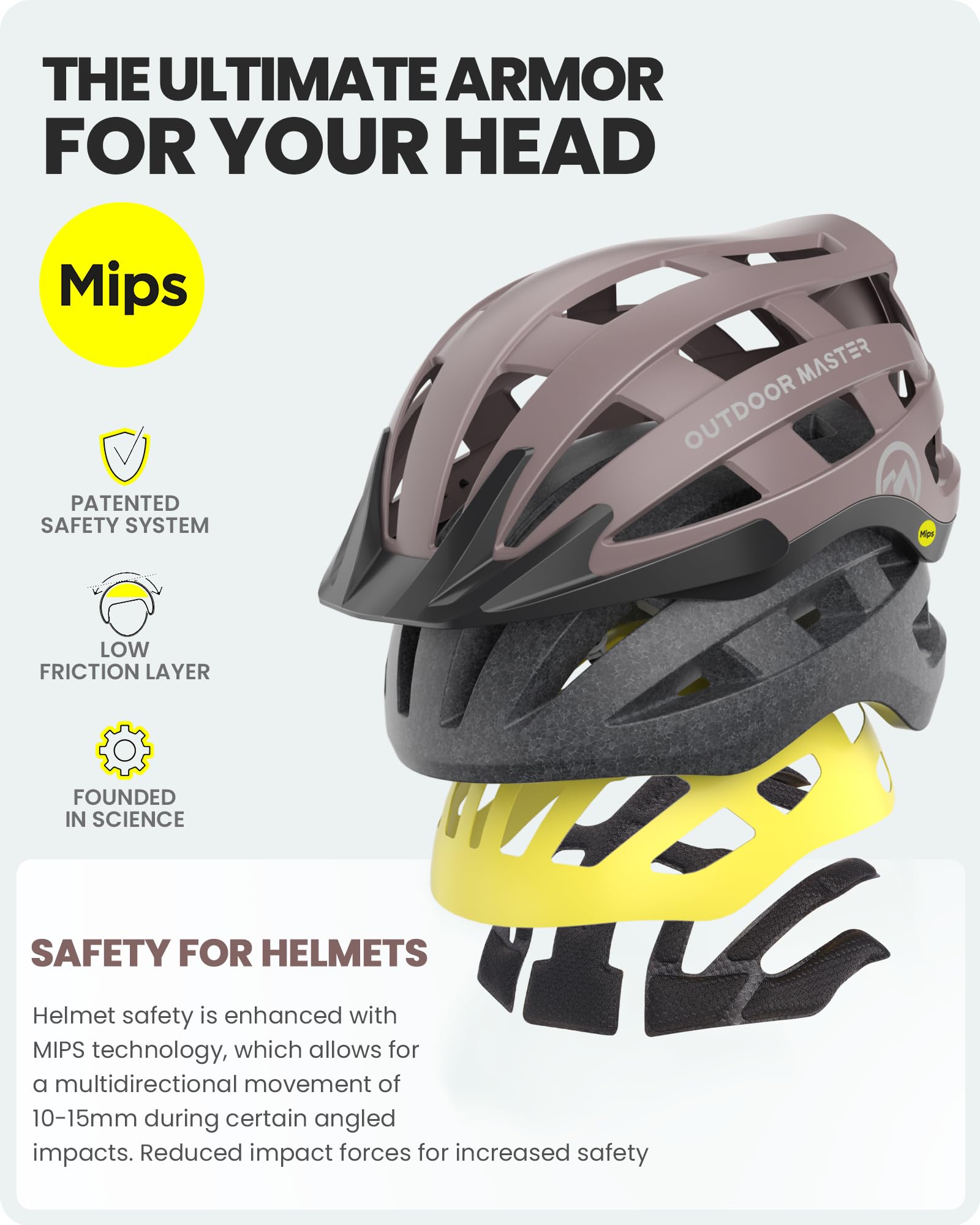 OutdoorMaster Gem II MIPS Bike Helmet with Light for Adult Youtht