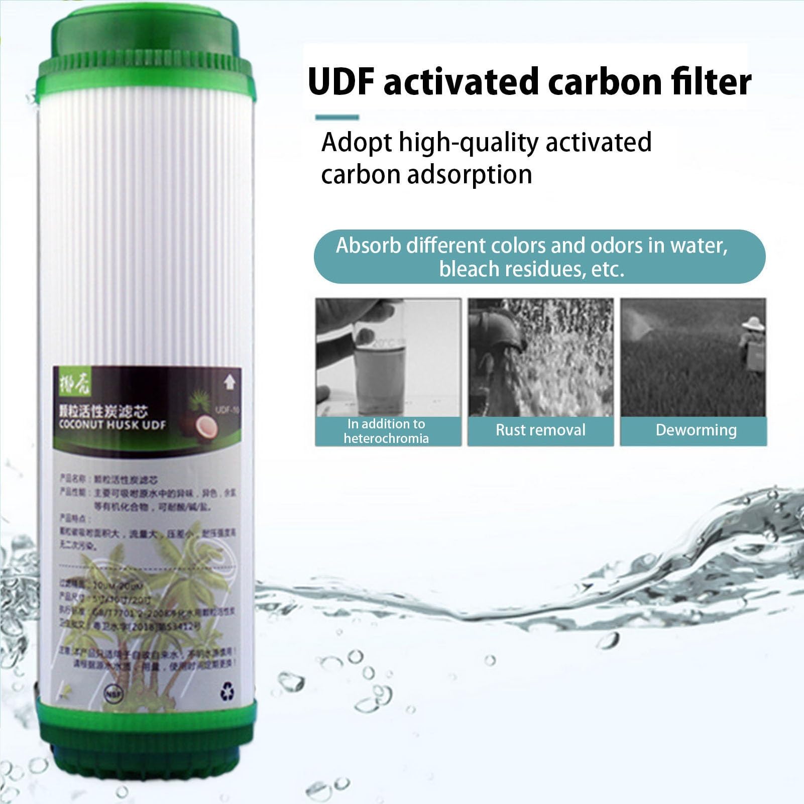 Set di filtri di ricambio per osmosi inversa a 4 stadi, filtro per sedimenti da 5 micron, con filtro minerale alcalino, per lavello da 10'' (4 pezzi)