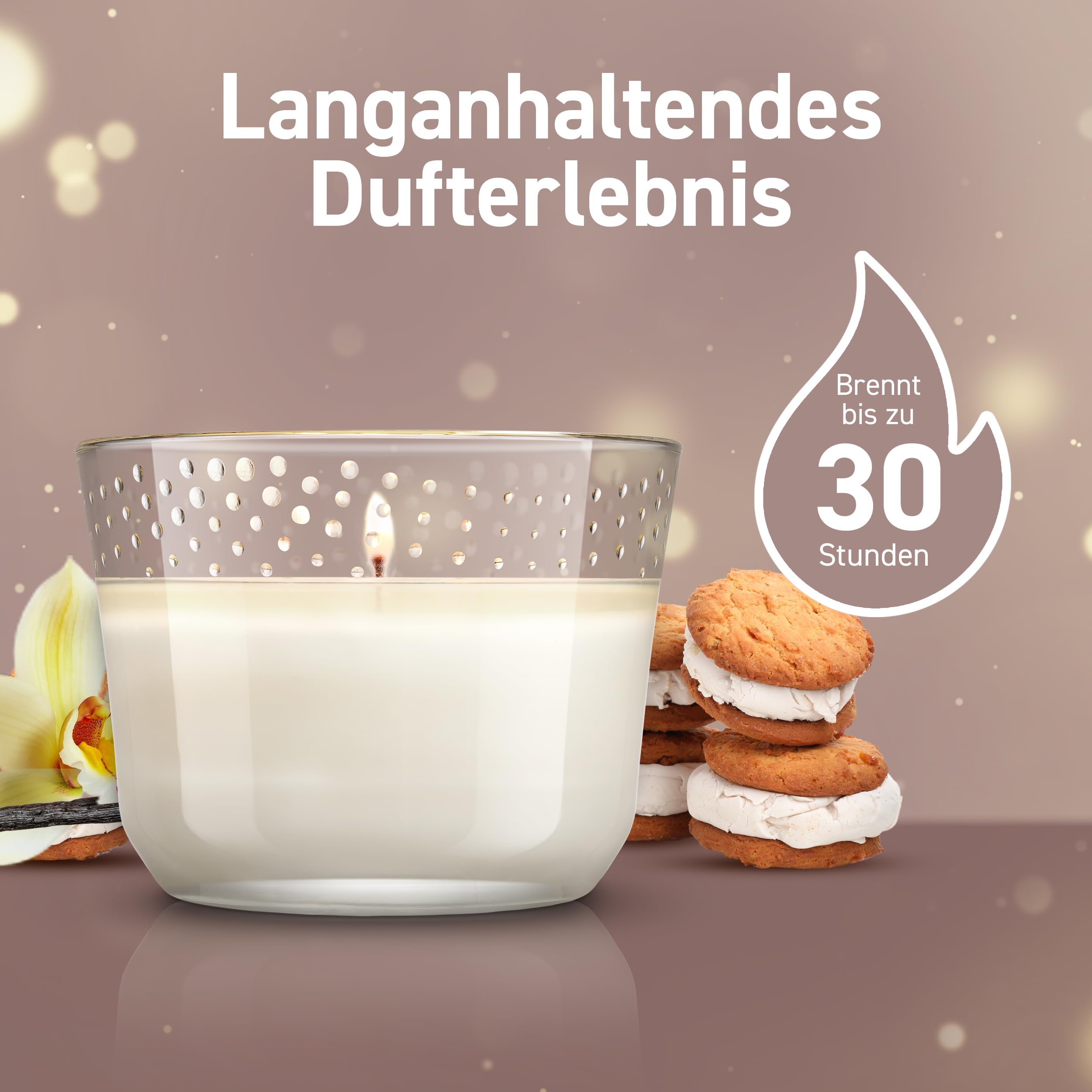 Glade Langanhaltende Duftkerze Vanilla Cream Cookies