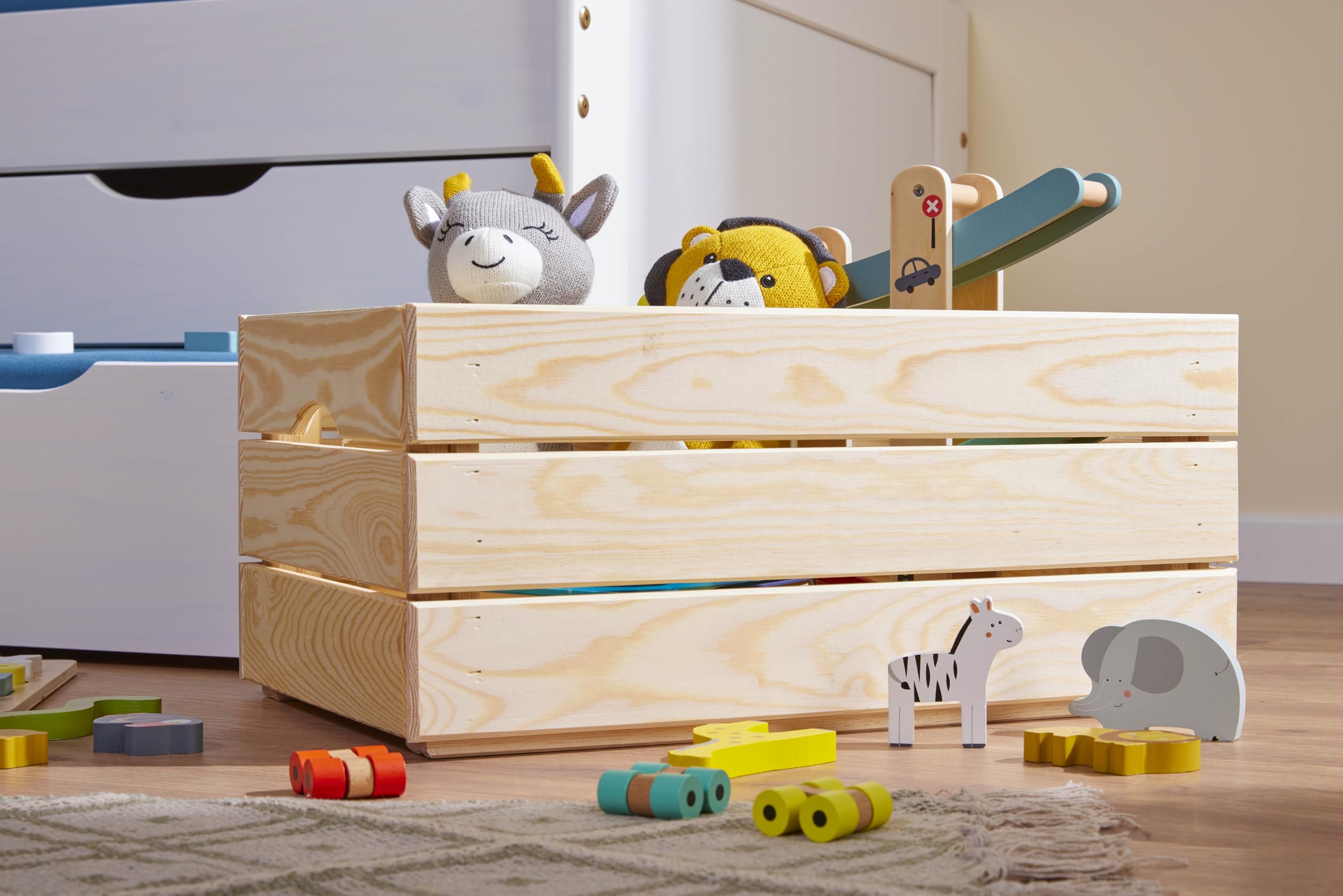 Inter Link - Caja de madera - Caja de madera maciza apilable - Caja de almacenaje, Para fruta, verdura, vino, jardín, baño, cuarto de juegos - Ahorro de espacio, práctica - 65 x 31,5 x 23cm Valloni L