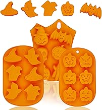Halloween Citrouille Silicone Moules De Cuisson 3 Pcs Gâteau Moule De Cuisson Faire Du Chocolat Bonbons Crâne Sorcière Moule En Silicone DIY Outils De Cuisson pour La Fête D'halloween