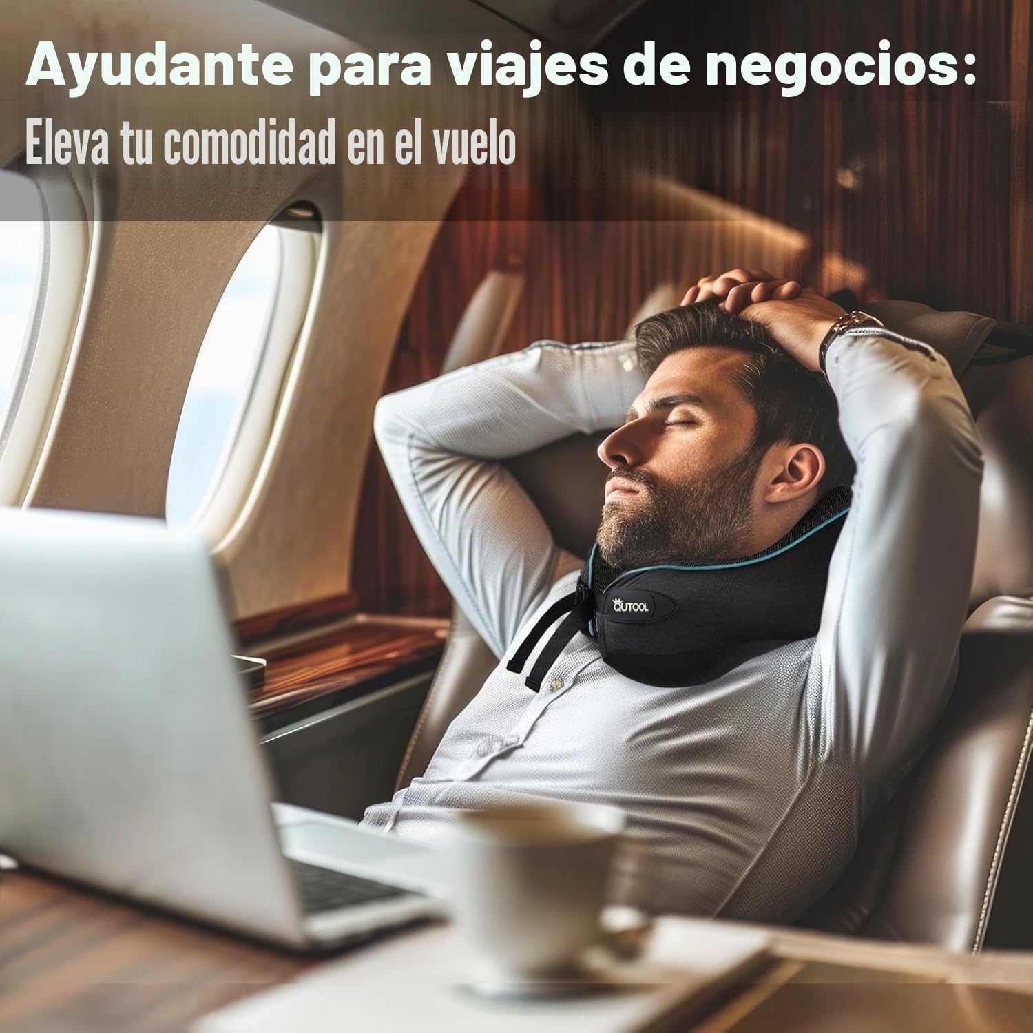 Almohada de Viaje para Cuello- Cojin Cuello Viaje Ajustable con Correas, Incluye Bolsa de Almacenamiento Portátil y Gancho para Colgar -Almohada ViajePerfecta para Avión, Tren, Coche (Negro Estándar)