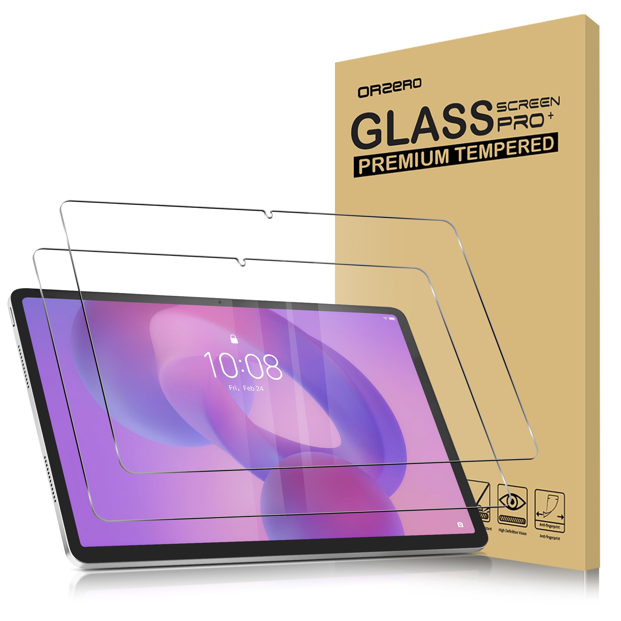 Orzero (2 Pack Compatible for 12.1" Lenovo Idea Tab Plus Gen 2/Gen 1 / Lenovo Tab K12 (2025) Tempered Glass Screen Protector, Protector De Pantalla 9H High Definition Anti-Scratch Bubble-Free