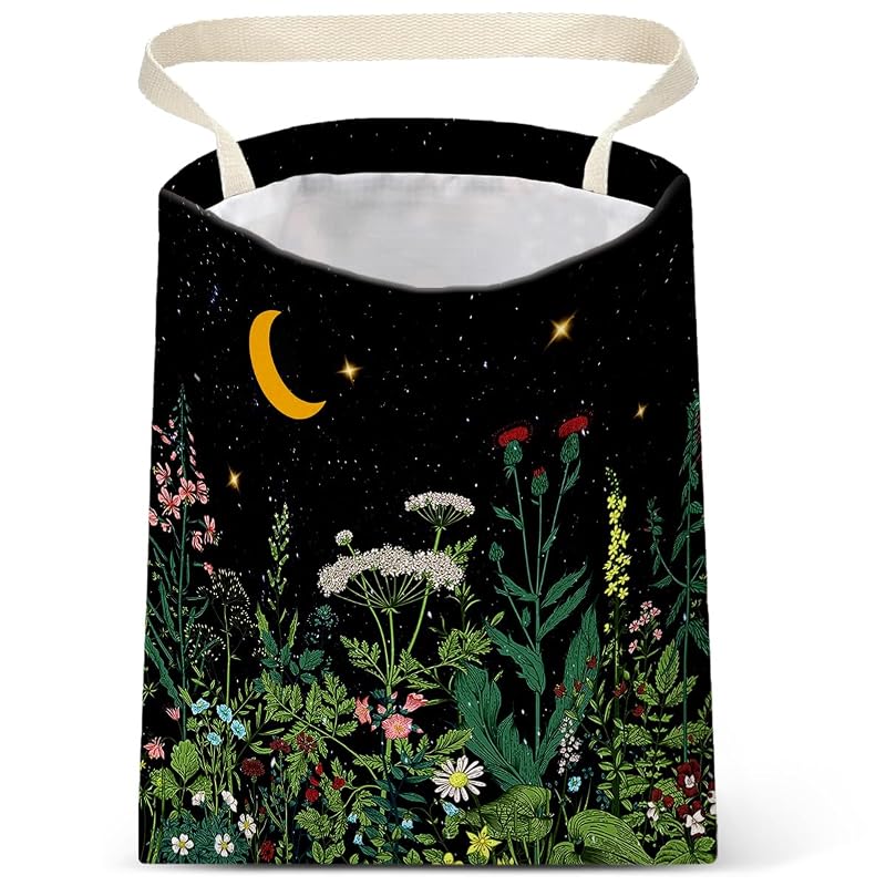 Lixeira para Carro IRADA Suspensa em Canvas com Alça para Banco, Encosto de Cabeça e Porta Wildflowers-Black