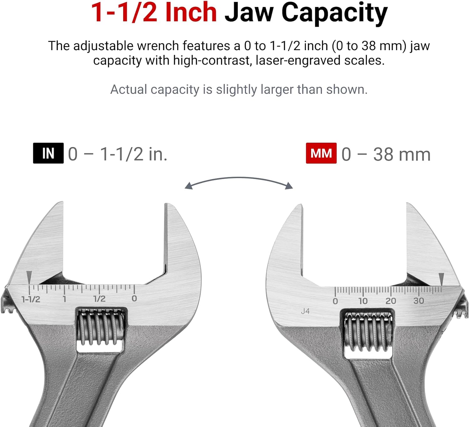 TEKTON 9 Inch Adjustable Wrench (1-1/2 in. Jaw Capacity) | WSA04222