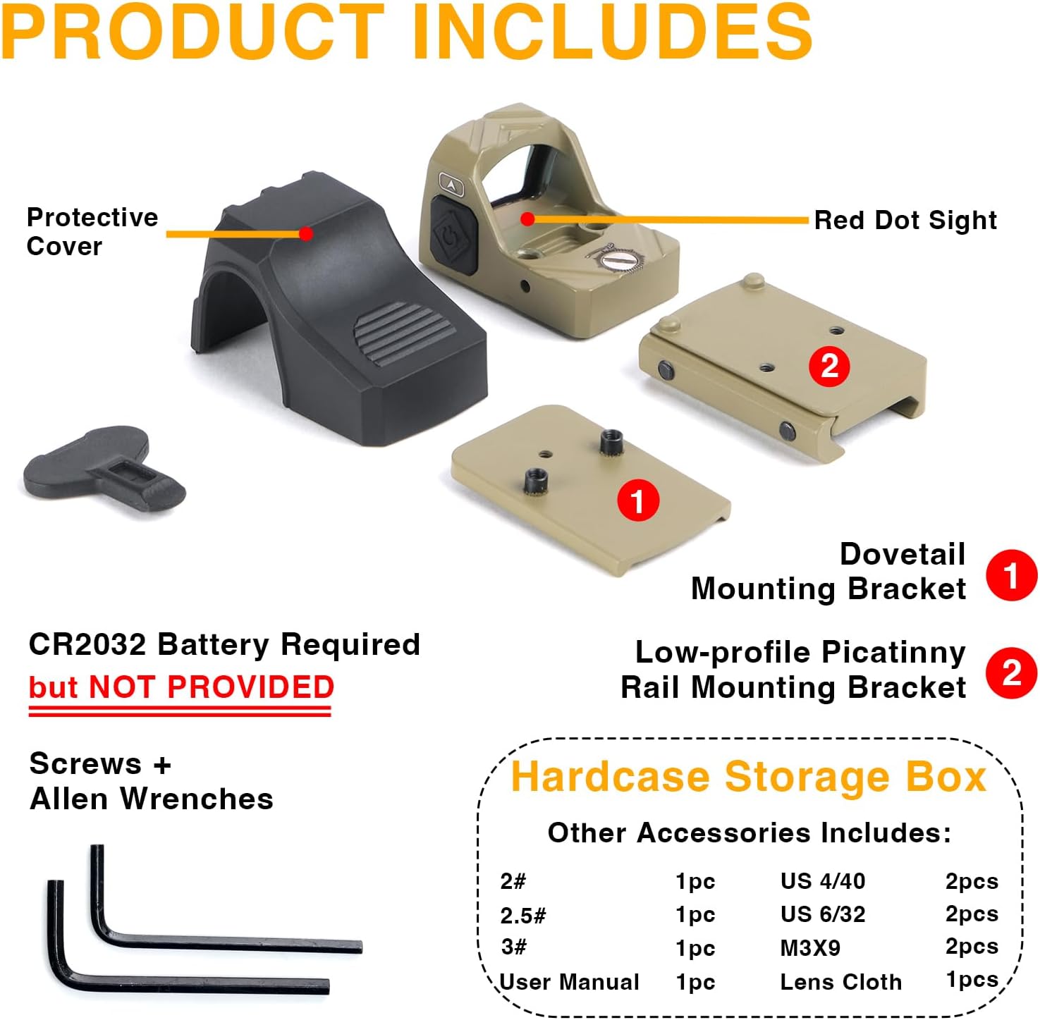 UL2 Red Dot Sight 1x22mm 3 MOA Reticle (RMR Pistol Cut) Reflex Pistol Sight 20mm Picatinny Mount Included