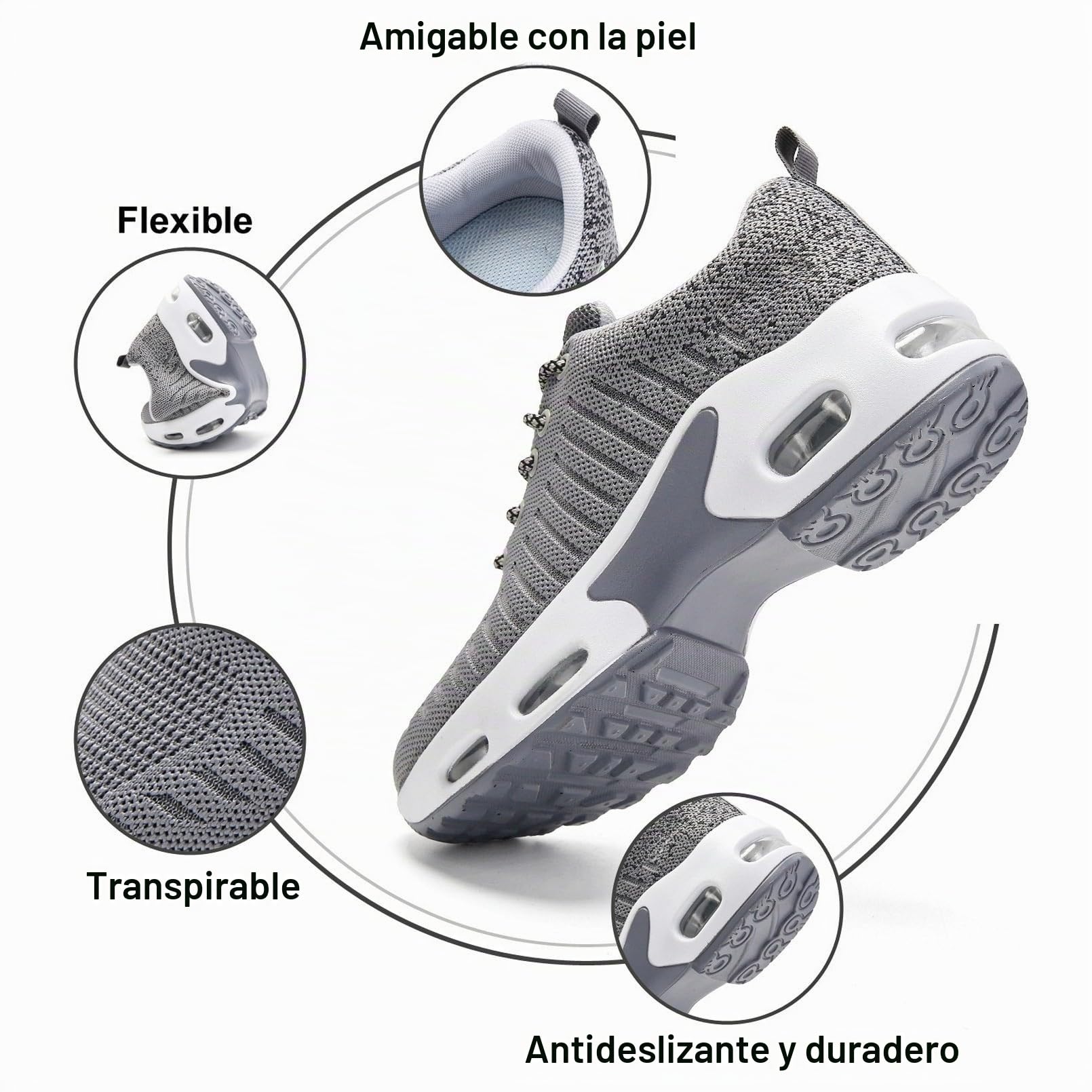 Myztra Mujer Zapatillas Running Amortiguación Elástica | Deportivas, Malla Rranspirable, Ligeras, Soporte Arco, Suela Resistente, Correr, Gimnasio, Casual