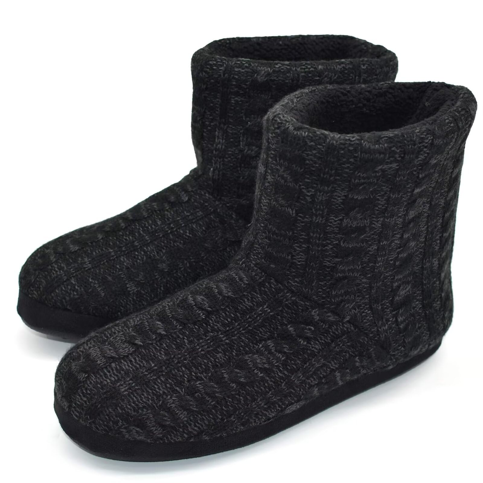 KuaiLu Pantofole Stivaletto Uomo Invernali Chiuse a Maglia Stitch Memory Foam Ciabatte Stivaletti Comode Calde Pelose Peluche Lana Cotta Antiscivolo Scarpe da Casa
