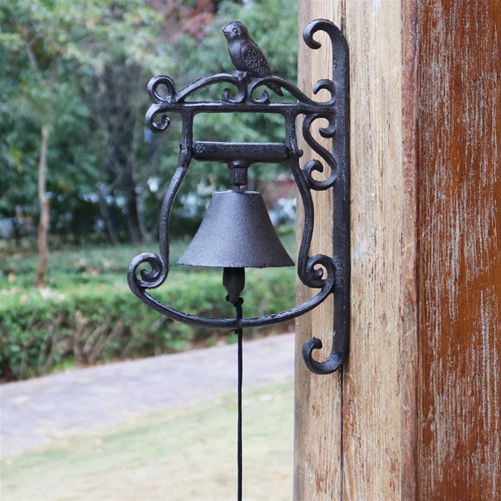 doorbell, Wall Hanging Doorbell Antique Black Bird Cast Iron Hand Cranking Door Bell